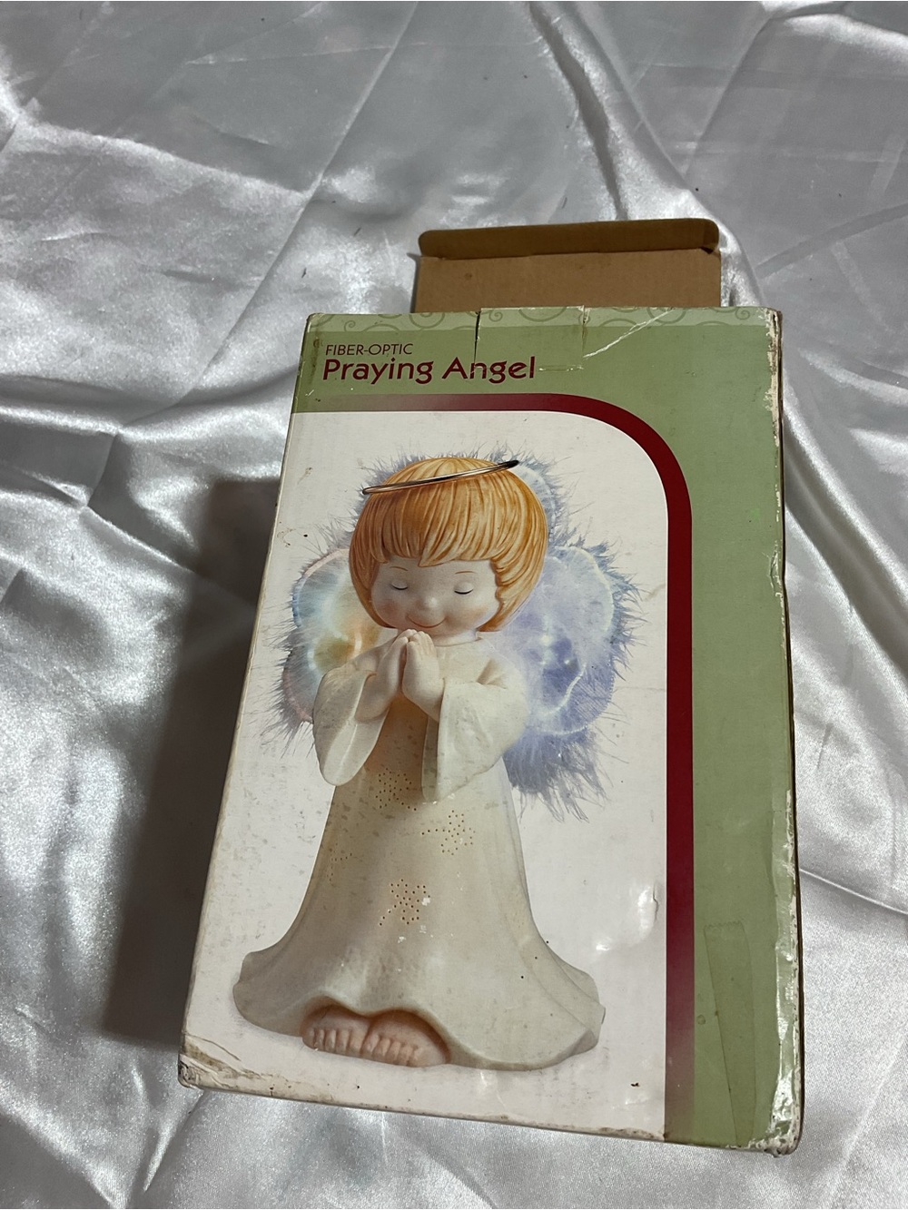 Praying Angel Fiber-Optic Figurine - White/Cream